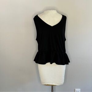 Elegant Black Sleeveless Peplum Top